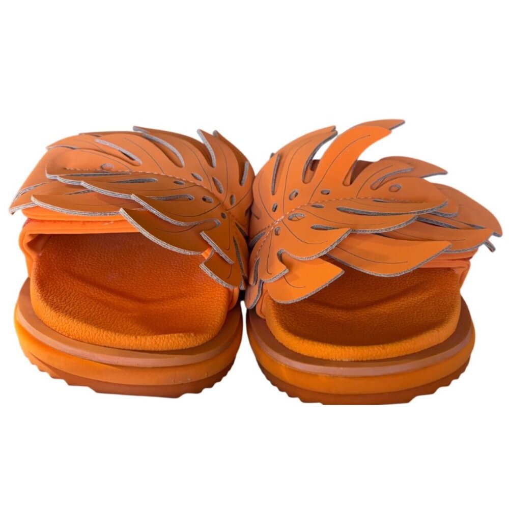 Farm Rio Monstera Anatomic Slide Sandals Orange Size 7 New In Box - Picture 11 of 11
